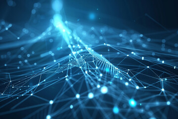 Obraz premium Networking technology vector in metallic steel blue showcasing digital system sophistication.