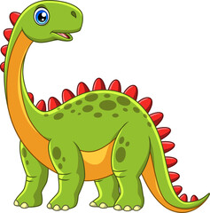 Happy dinosaur cartoon vector illustration on white background