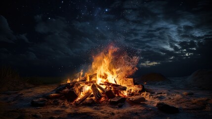  a bonfire against a dark night sky 