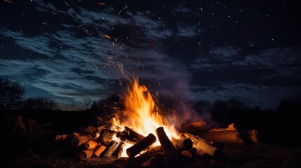  a bonfire against a dark night sky 
