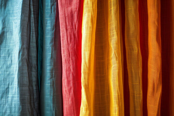 Closeup of minimalist clean background with colorful curtains 