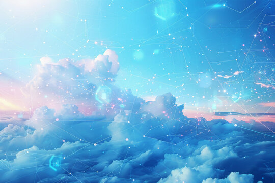 Integration and connectivity of digital systems highlighted in sky blue and arctic blue.