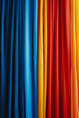 Obraz premium Closeup of minimalist clean background with colorful curtains 