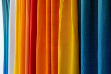 Closeup of minimalist clean background with colorful curtains 