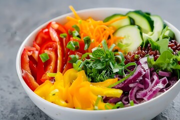 Vibrant Healthy Salad Bowl with Fresh Seasonal Vegetables and Leafy Greens
