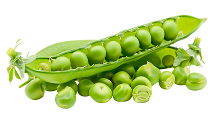 fresh green peas isolated on transparent background 