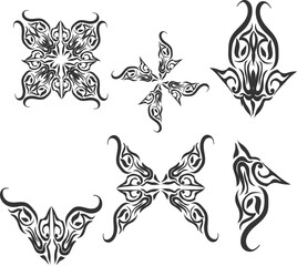 Fototapeta premium black and white floral frame tattoo pattern