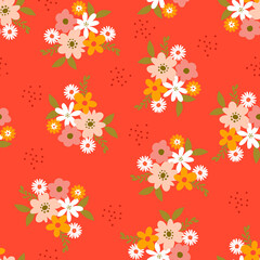 Obraz premium Cute retro Flower Seamless pattern