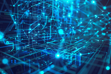 The complexity of digital systems is captured by the vibrant azure hues in this futuristic networking vector.