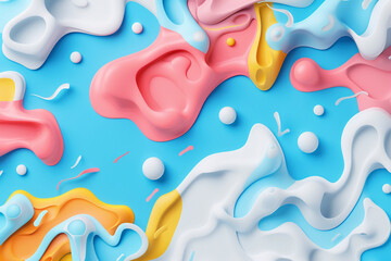 A playful abstract pop style backdrop with bubblegum colors and animated shapes.