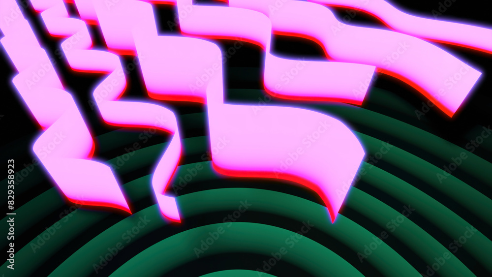 Poster wavy lines move in space on background of circles. design. beautiful wavy lines move in space. virtu