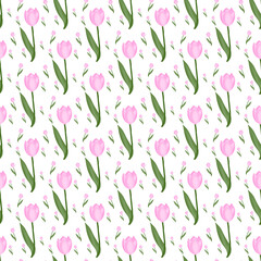Seamless pink tulip pattern