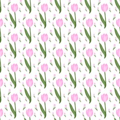 Seamless pink tulip pattern