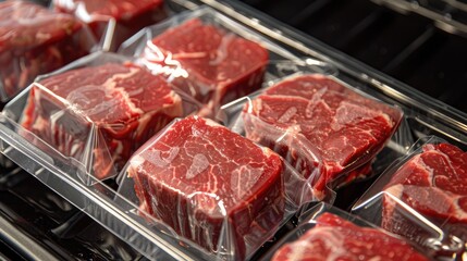 Close up image of chuck roll steak packaged for purchase in a retail store - Powered by Adobe