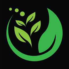 green leaves logo design icon vector