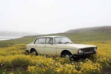 Isolated vintage white wedding car for special occasions and elegant transportation