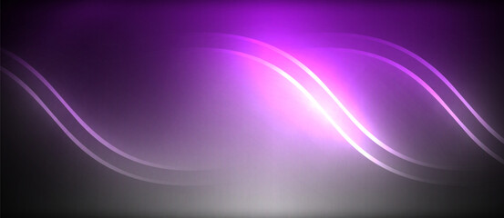 Neon glowing circle rays, light round lines in the dark, planet style neon wave lines. Energetic electric concept design for wallpaper, banner, background