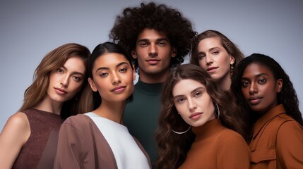Obraz premium group of models standing together on a clear background,