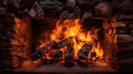 fireplace with glowing embers 