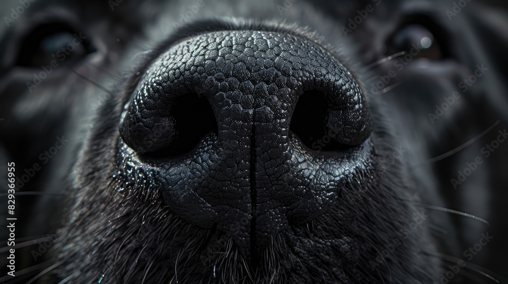 Wall mural Close up image of a black dog s nose