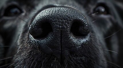 Close up image of a black dog s nose