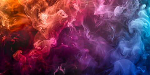 a multicolored smoke abstract piece, with swirling shapes and vibrant colors