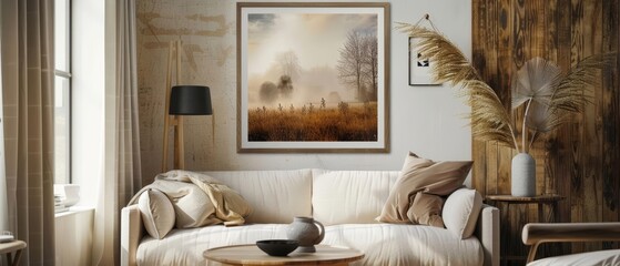 Rustic frame mockup with a nostalgic photograph, evoking warmth and timelessness in the room