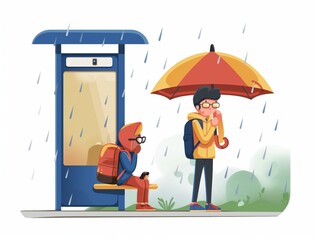 men with umbrella