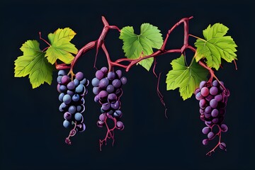 Fototapeta premium Grapes on a vine, a vibrant image capturing the beauty of nature's bounty.