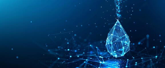 A futuristic digital representation of a water pipeline incorporating advanced technologies like AI, ML, and IoT for smart leak detection and sustainable management.