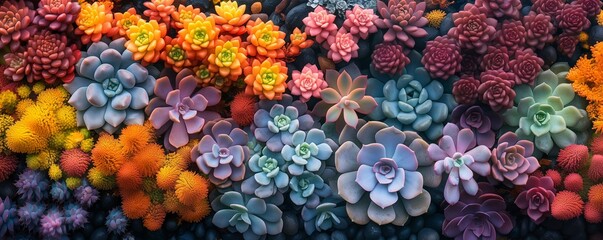 Colorful Succulent Garden with Diverse Varieties