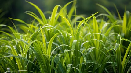 A closeup of a of citronella plants growing in a garden known for their natural insect repellent properties.