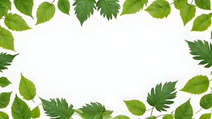 green leaves frame isolated on transparent background cutout