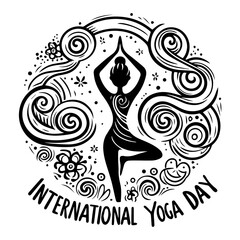 Yoga day text transparent vector art free download