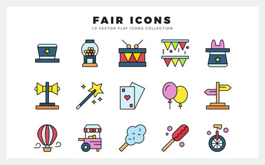 15 Fair Lineal Color icon pack. vector illustration.