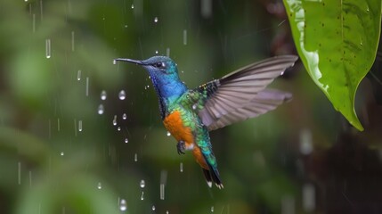Fototapeta premium Golden-tailed Sapphire Hummingbird 
