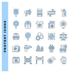 25 Protest Two Color icon pack. vector illustration.