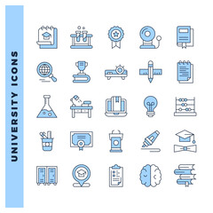 25 University Two Color icon pack. vector illustration.
