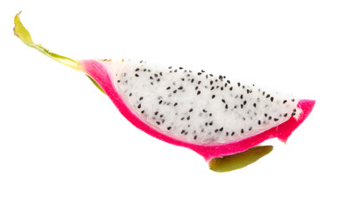 Dragon fruit in a section isolated on a white background