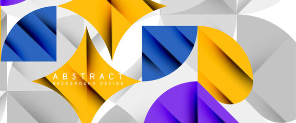 Minimal geometric elements on white. Petals, round triangles, star