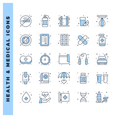 25 Health and Medical Two Color icon pack. vector illustration.