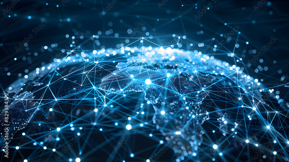 Wall mural modern technology data science and global network.