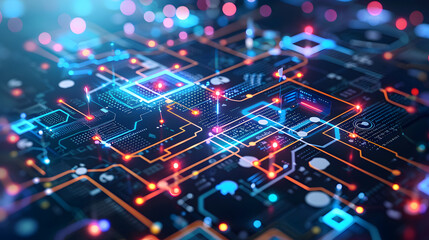 Illustration of IT roadmap modern technology and innovative processes, networking and big data