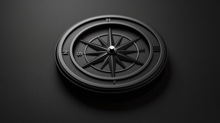 Sleek Black Compass: Modern Navigation Tool on Dark Background