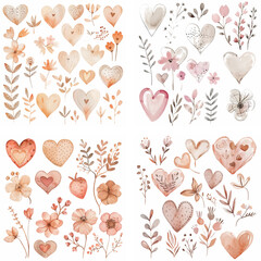 passion invitation lovely romance sketch ornament print watercolor wedding paint romantic greeting graphic grunge heart brush handmade valentines day drawing shape gift happy illustration amour set