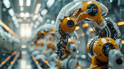 robotics and automation in industries such as automotive and electronics manufacturing, showcasing efficiency and precision