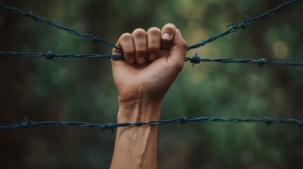 Bound by Barbs: The Struggle for Freedom and the Tension of Divides - stand against the power,  Ideal for Stories of Refugees and Conflict