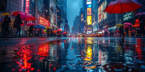 Fototapeta premium Rainy Night Rush in the City, generative ai