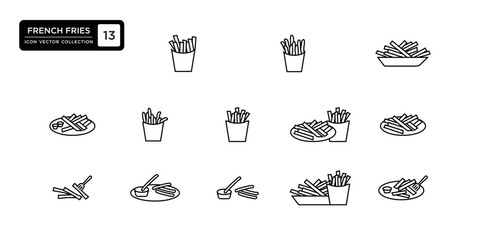 French fries icon collection, vector icon templates editable and resizable.