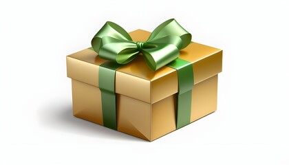 Obraz premium green and golden gift box isolated on transparent background cutout